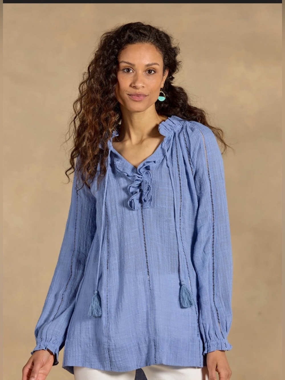 Sundance Linen 100% Bohemian Lagenlook Peasant Blouse , XXL